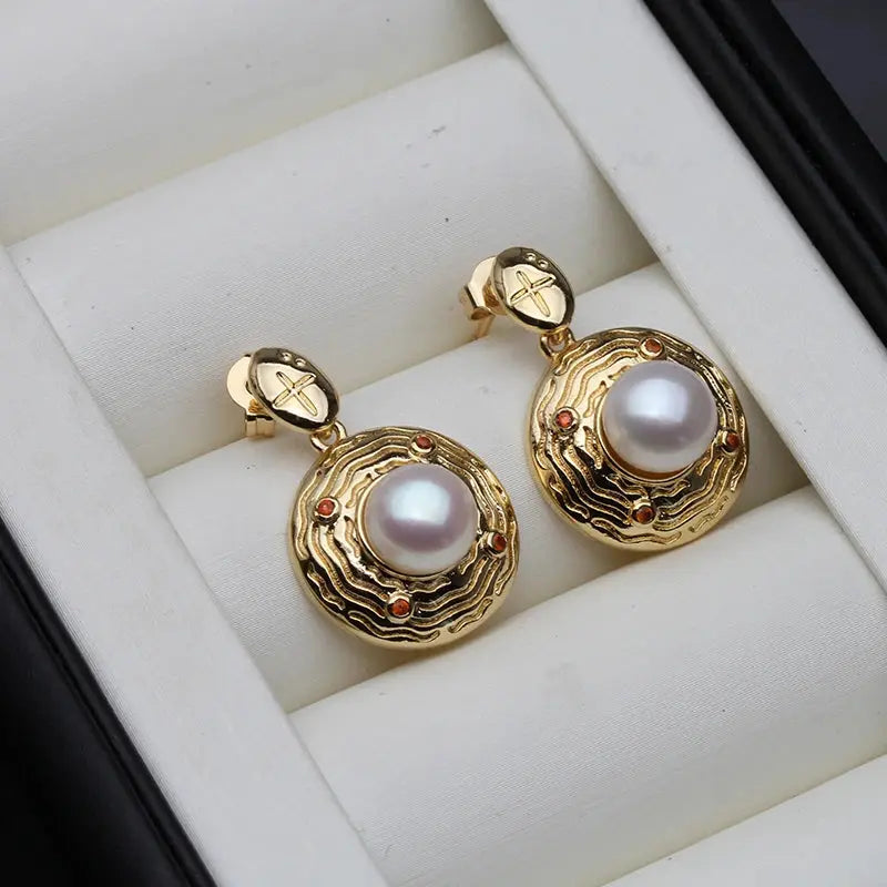 2024 Freshwater Big Pearl Earrings For Women,Trend Natural Pearl Dangle Earrings White Black Yinkus Jewellery  