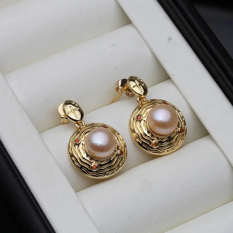 2024 Freshwater Big Pearl Earrings For Women,Trend Natural Pearl Dangle Earrings White Black Yinkus Jewellery  