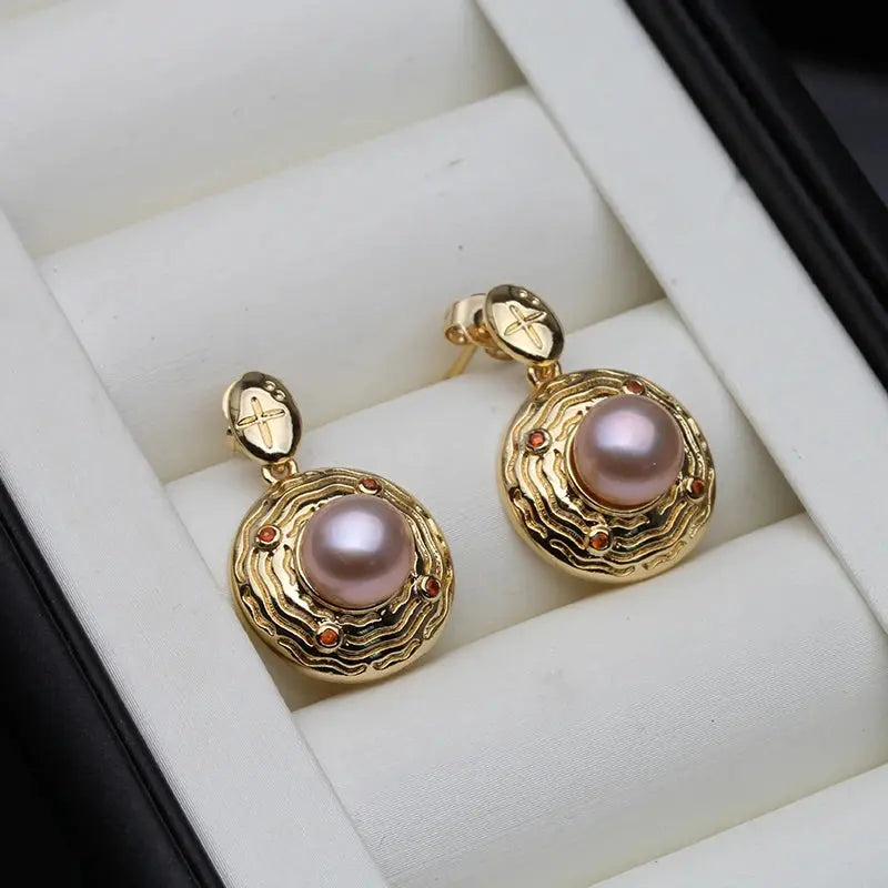 2024 Freshwater Big Pearl Earrings For Women,Trend Natural Pearl Dangle Earrings White Black Yinkus Jewellery  