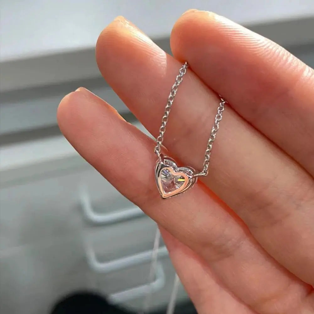 24 Carat Heart Shape Moissanite Pendant Necklace - Yinkus Jewellery