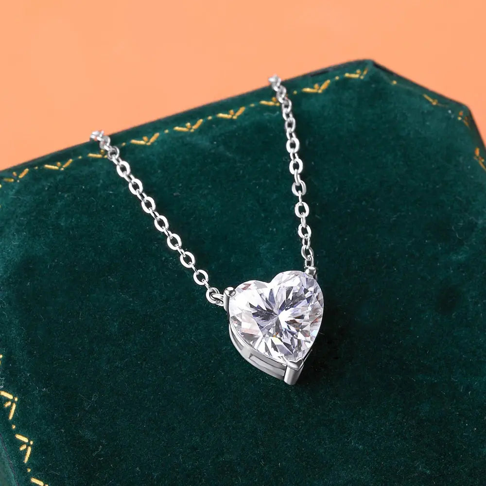 24 Carat Heart Shape Moissanite Pendant Necklace - Yinkus Jewellery