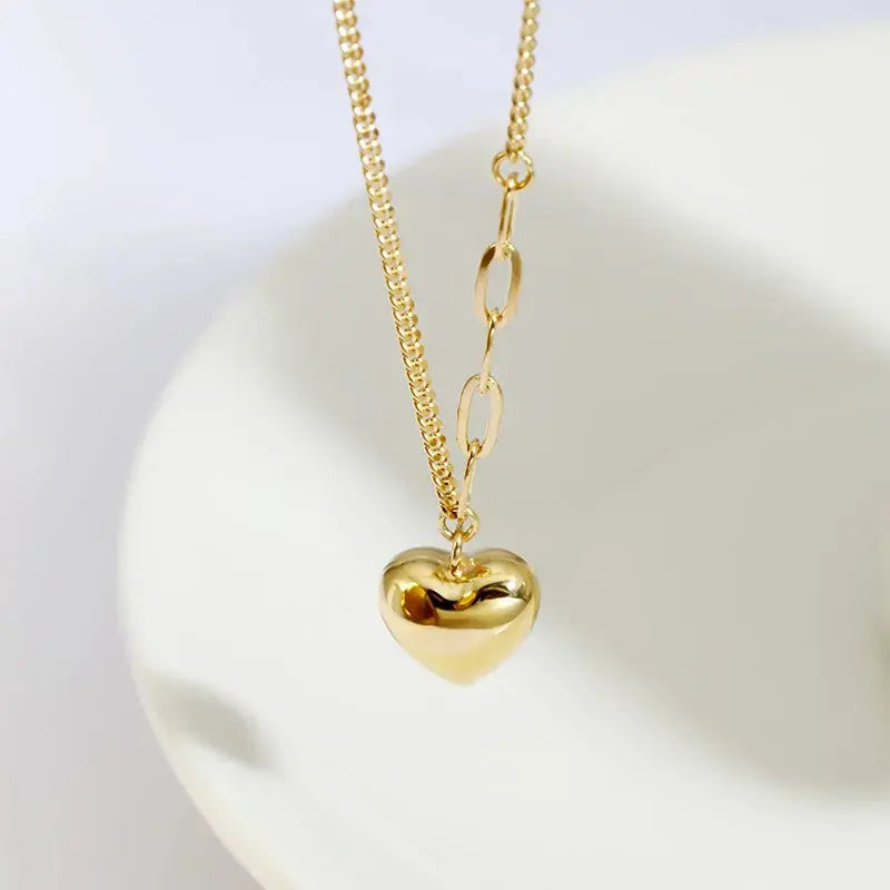 925 Sterling Silver Plated 18k Gold Heart Necklace - Yinkus Jewellery