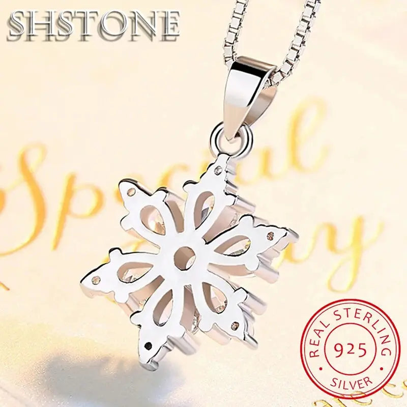 925 Sterling Silver Zircon Snowflake Pendant - Yinkus Jewellery