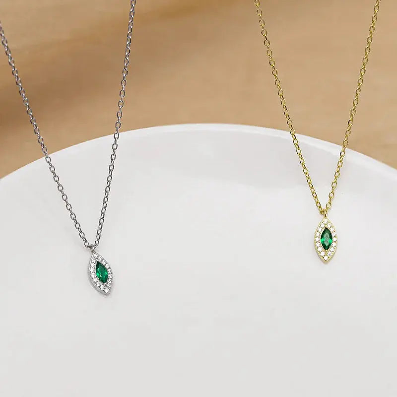 925 sterling silver plated 14K gold emerald necklace - Yinkus Jewellery