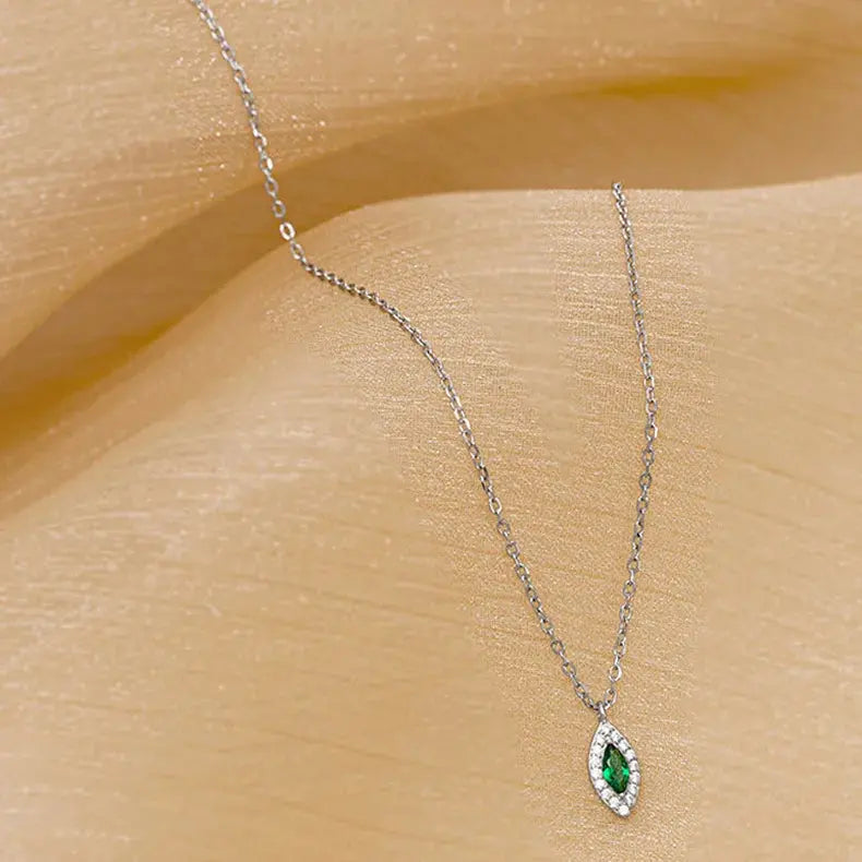 925 sterling silver plated 14K gold emerald necklace - Yinkus Jewellery