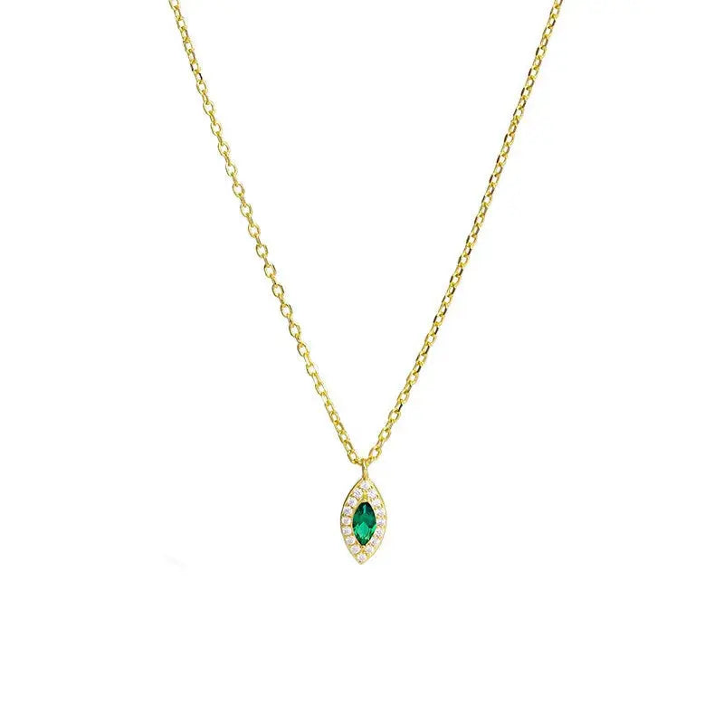 925 sterling silver plated 14K gold emerald necklace - Yinkus Jewellery