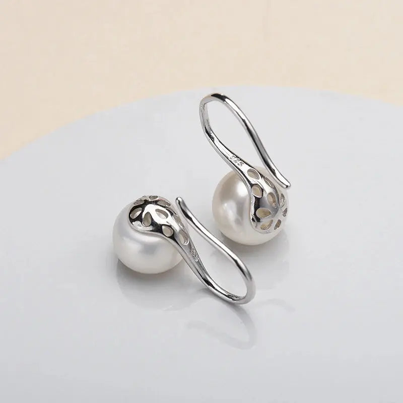 Big 9-10mm Black Natural Freshwater Pearl Earrings for Women Girl Gift, 925 Sterling Silver Jewelry Pearl Earrings New Arrival Yinkus Jewellery  