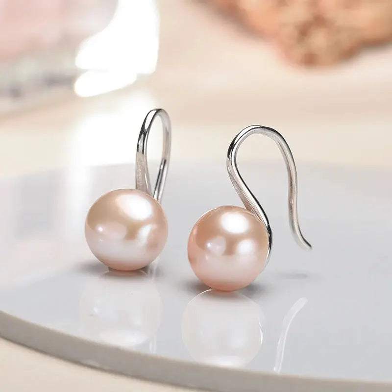 Big 9-10mm Black Natural Freshwater Pearl Earrings for Women Girl Gift, 925 Sterling Silver Jewelry Pearl Earrings New Arrival Yinkus Jewellery  