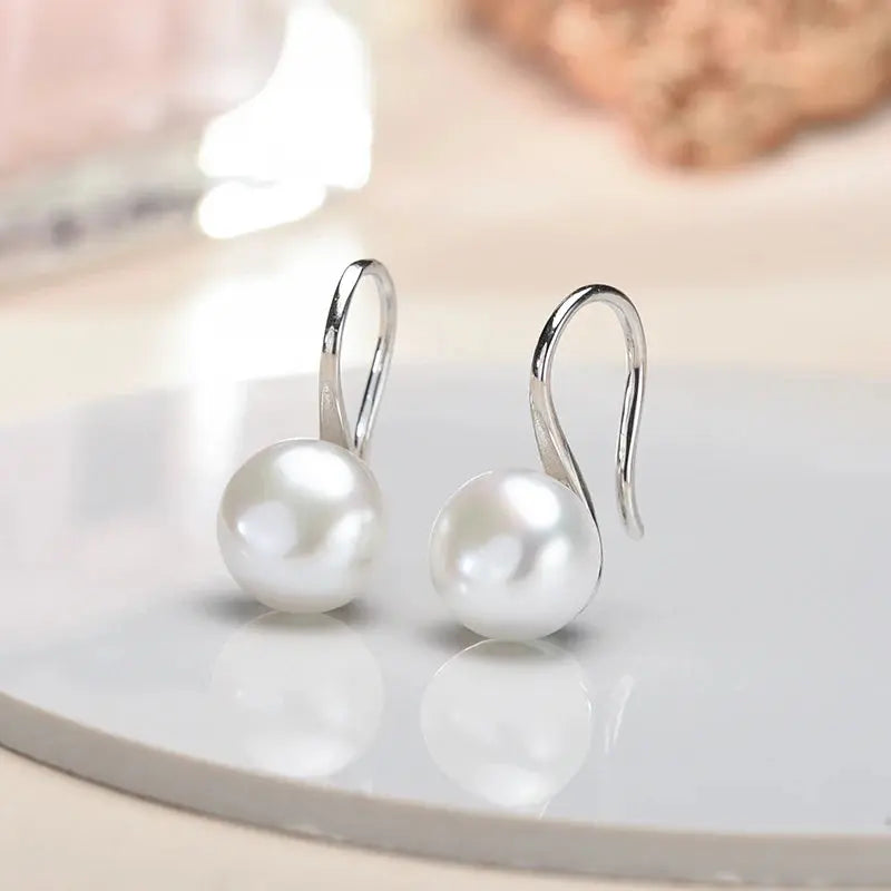 Big 9-10mm Black Natural Freshwater Pearl Earrings for Women Girl Gift, 925 Sterling Silver Jewelry Pearl Earrings New Arrival Yinkus Jewellery  