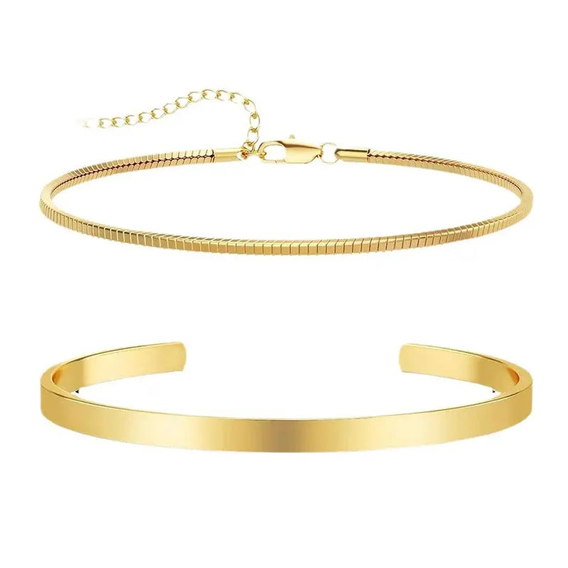 Classic Stainless Steel Bracelet 14k Gold Plated - Yinkus Jewellery