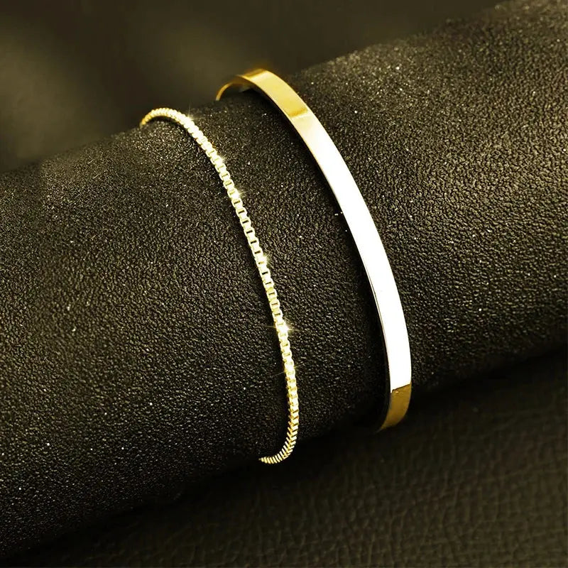 Classic Stainless Steel Bracelet 14k Gold Plated - Yinkus Jewellery