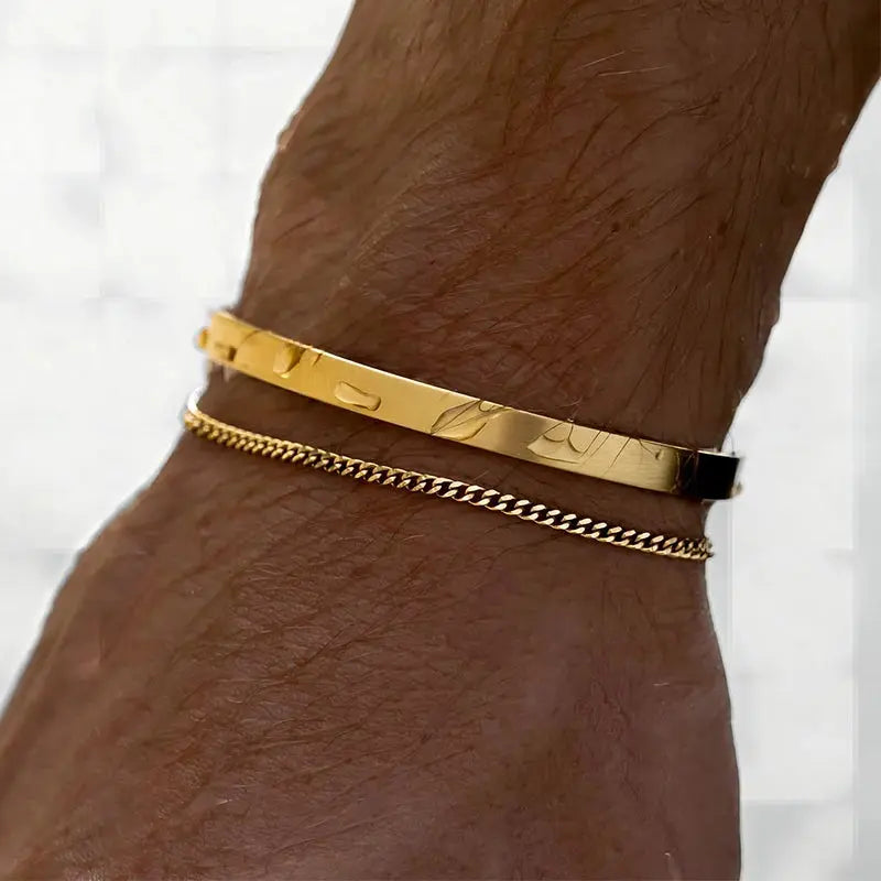 Classic Stainless Steel Bracelet 14k Gold Plated - Yinkus Jewellery