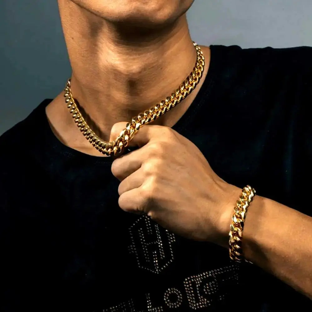 Gold Plated Mens Heavy Miami Cuban Link Chain - Yinkus Jewellery