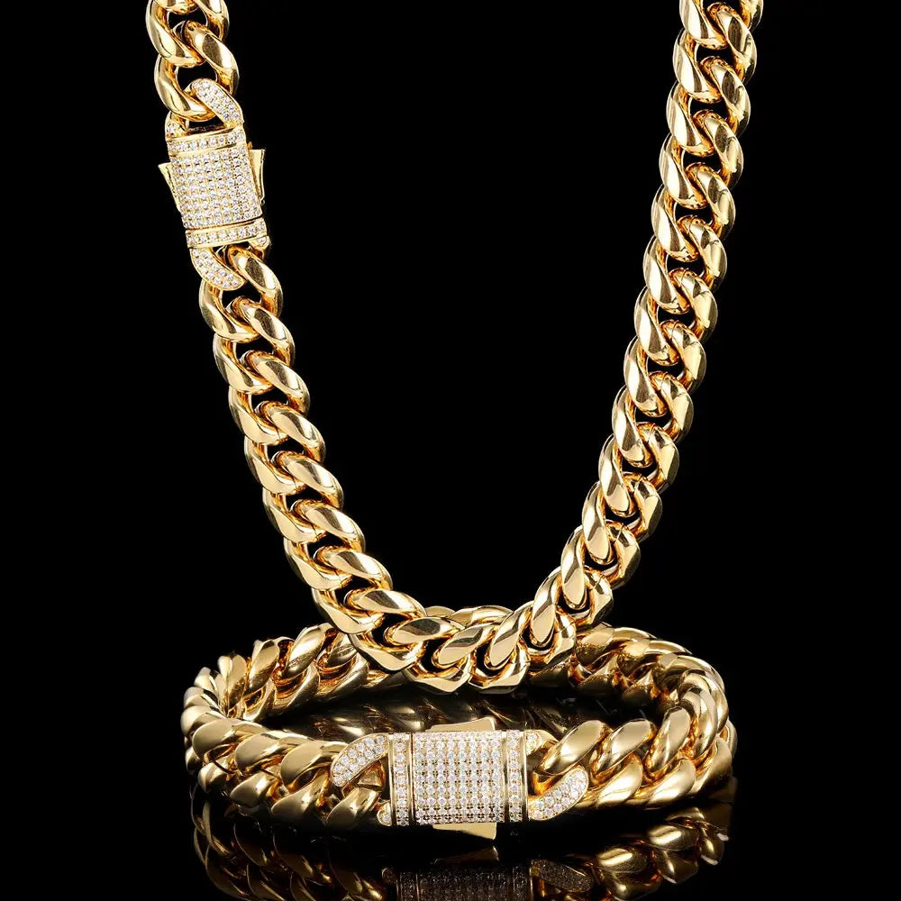 Gold Plated Mens Heavy Miami Cuban Link Chain - Yinkus Jewellery