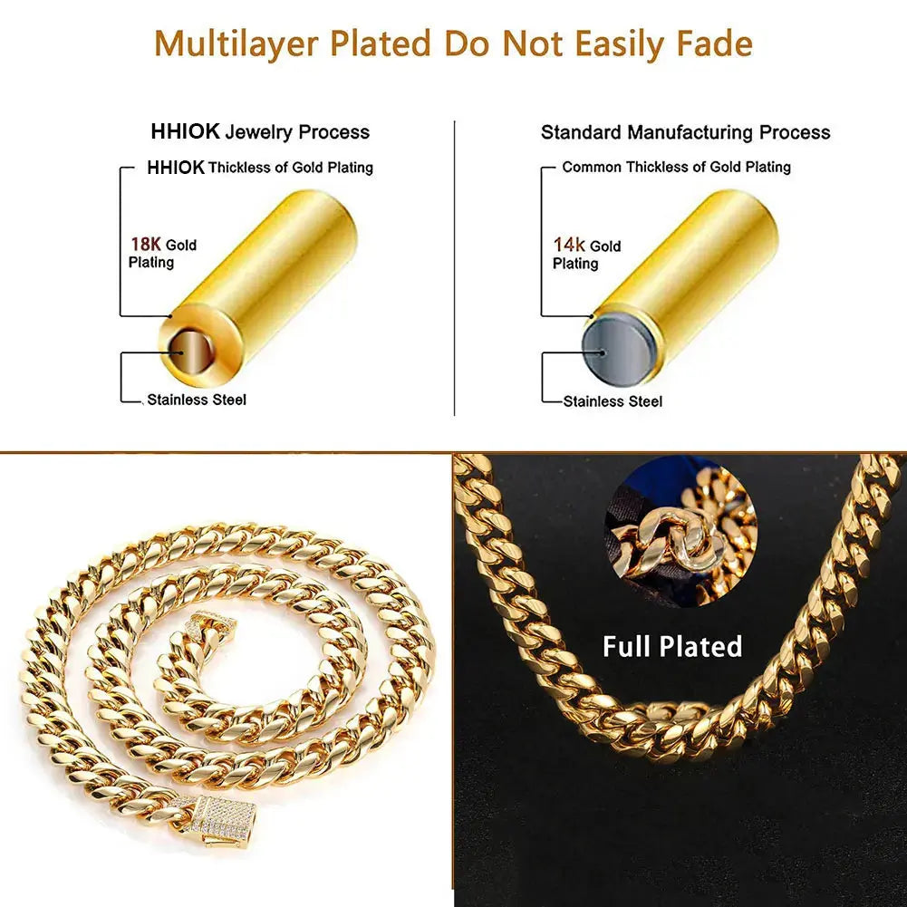 Gold Plated Mens Heavy Miami Cuban Link Chain - Yinkus Jewellery