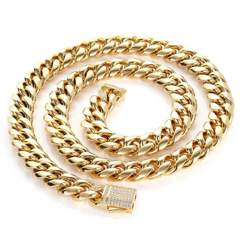 Gold Plated Mens Heavy Miami Cuban Link Chain - Yinkus Jewellery