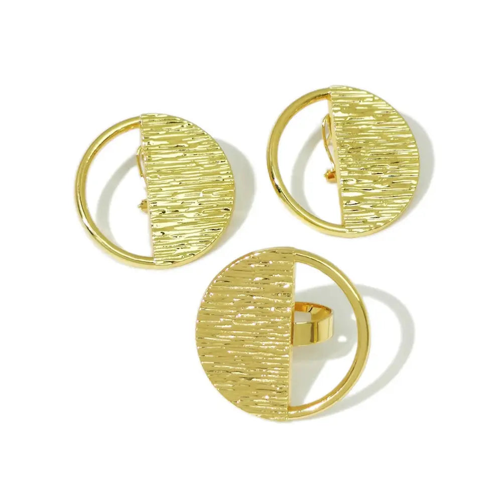 Luxury Dubai Gold Plated Earrings and Ring Jewelry Set Weddings Bridal Gifts Golden Color Hoop Earrings and Finger Ring Set Yinkus Jewellery  