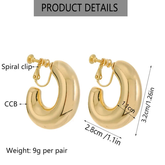 Minimalist Gold Big Hoop Clip Earrings 2023 New In Fashionable Circle Non Pierced Earrings Party Friends and Girl Jewelry Gift Yinkus Jewellery  