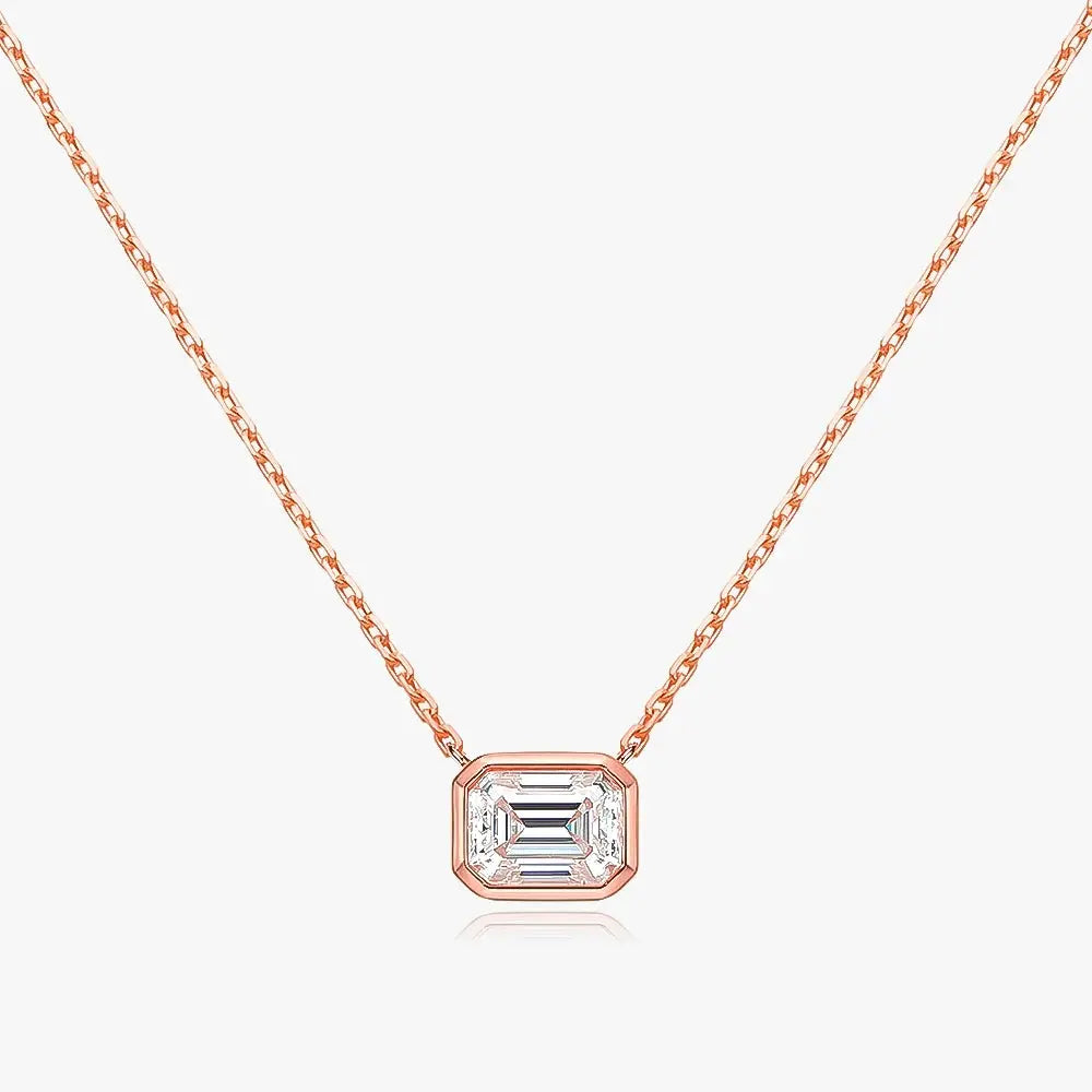 Moissanite 925 Sterling Silver Gold Plated Pendant Necklace - Yinkus Jewellery