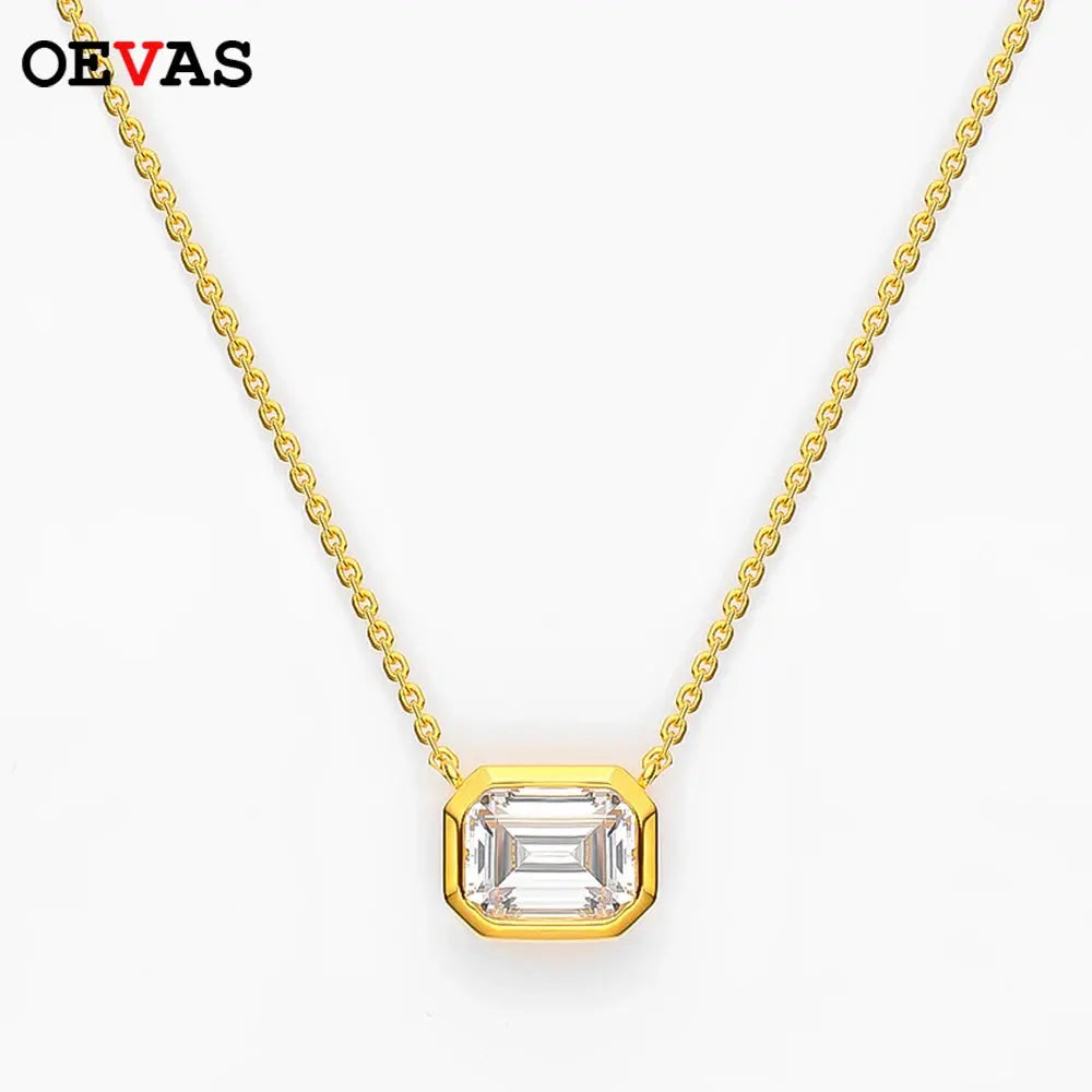 Moissanite 925 Sterling Silver Gold Plated Pendant Necklace - Yinkus Jewellery