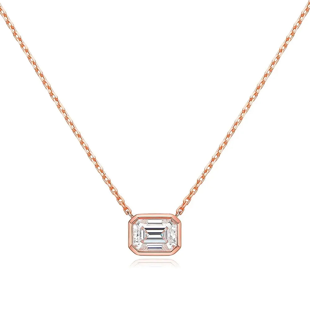 Moissanite 925 Sterling Silver Gold Plated Pendant Necklace - Yinkus Jewellery