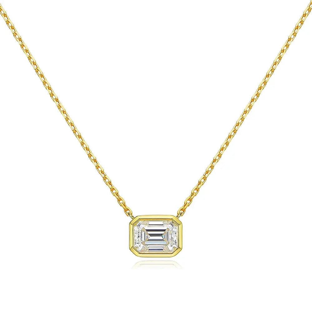 Moissanite 925 Sterling Silver Gold Plated Pendant Necklace - Yinkus Jewellery