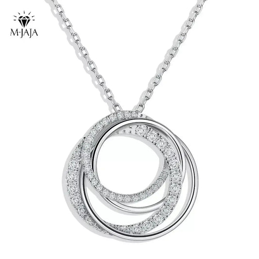 Moissanite Pendant Necklace  18K White Gold Plated 925 Sterling Silver - Yinkus Jewellery