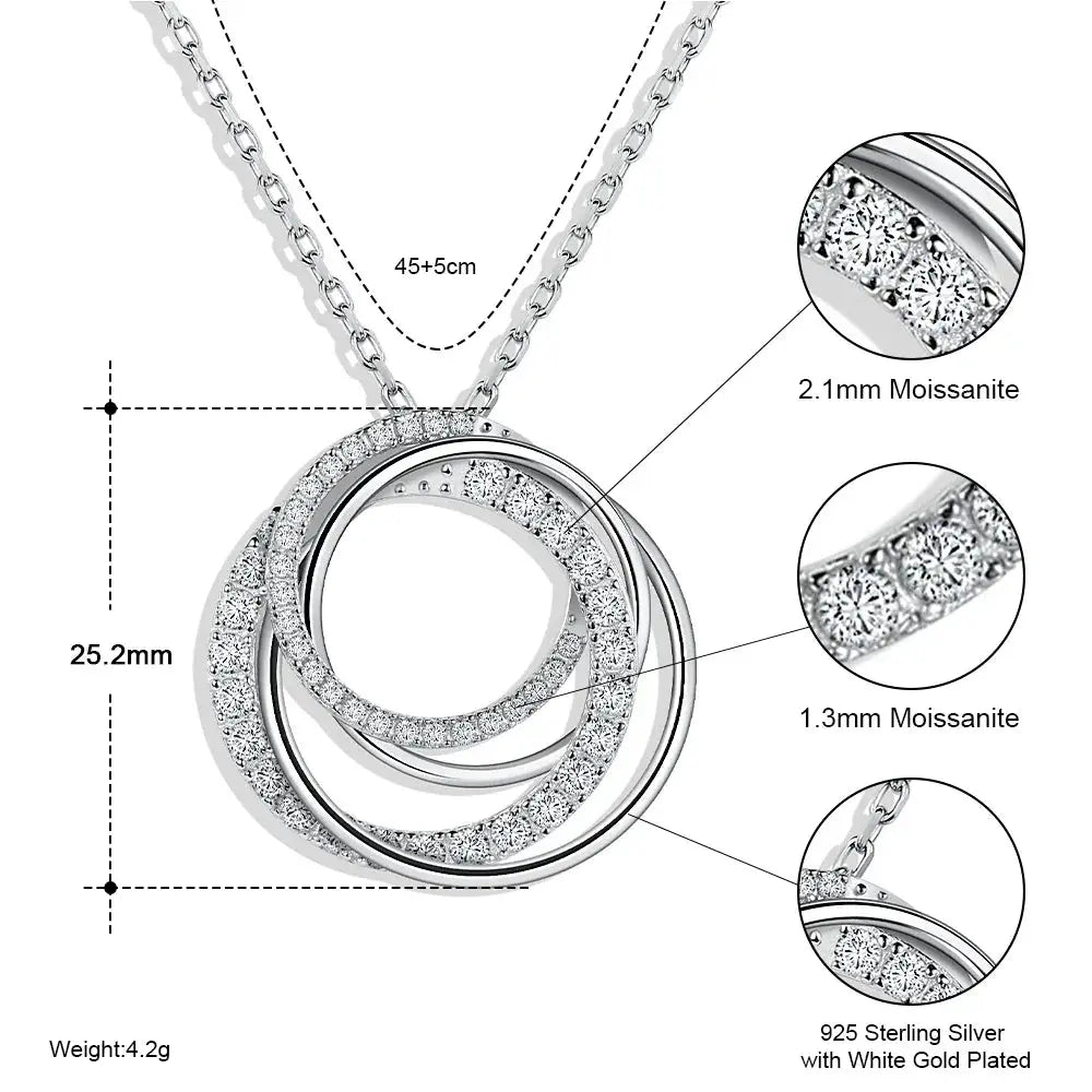 Moissanite Pendant Necklace  18K White Gold Plated 925 Sterling Silver - Yinkus Jewellery