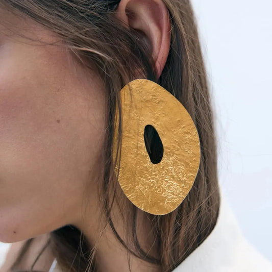 PAPERPLUS | Exaggerate Earrings for Women.Big Round Circle.Hip Hop Gold Punk Jewelry. European.1Pair.Rock Style Yinkus Jewellery  