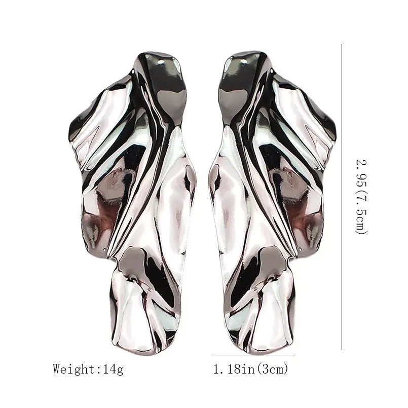 Punk Fashion Metal Iron Sheet Geometric Big Earrings for Women Irregular Sequin Jewelry Wholesale Party Gift Yinkus Jewellery  