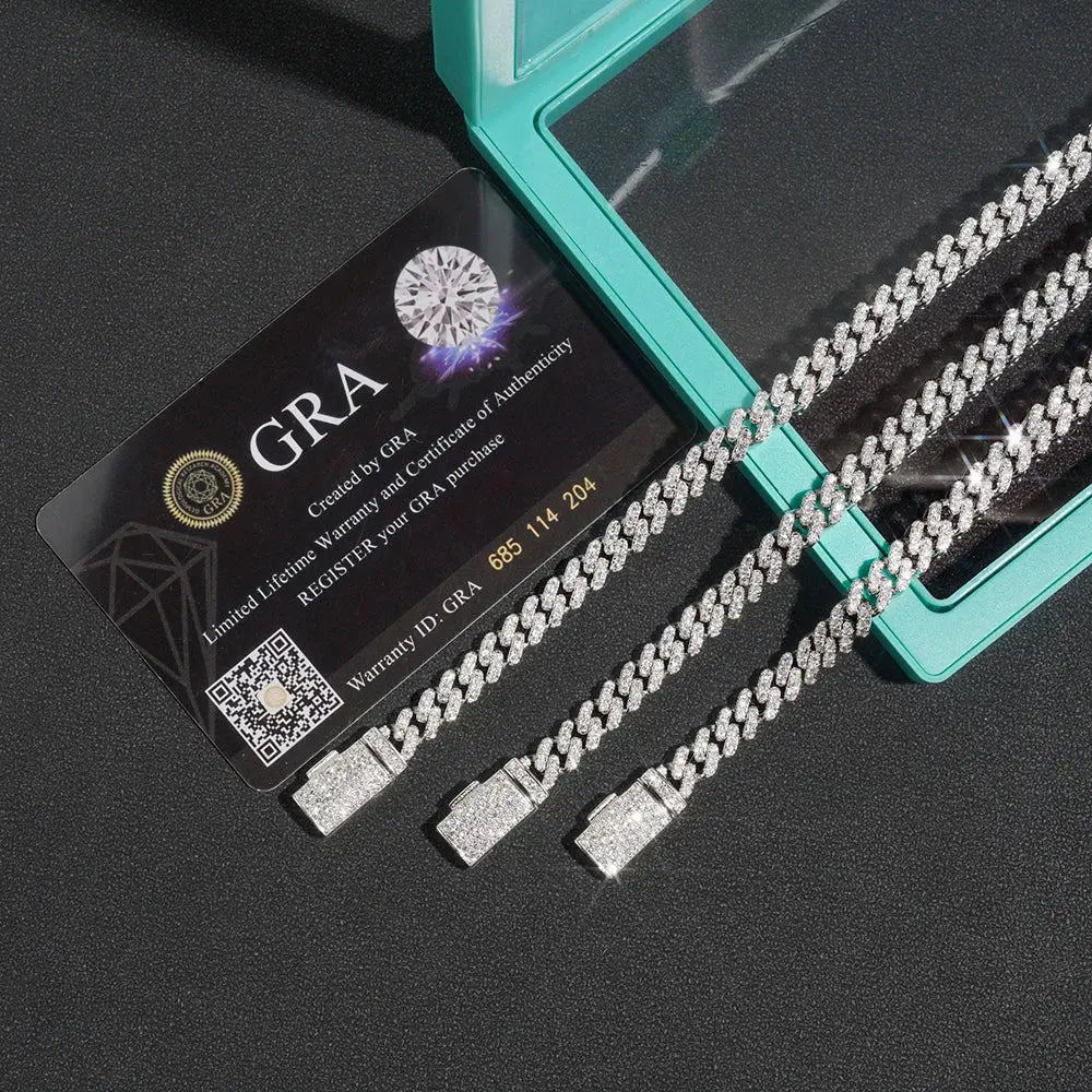 S925 Silver Moissanite Cuban Chain Iced Out - Yinkus Jewellery