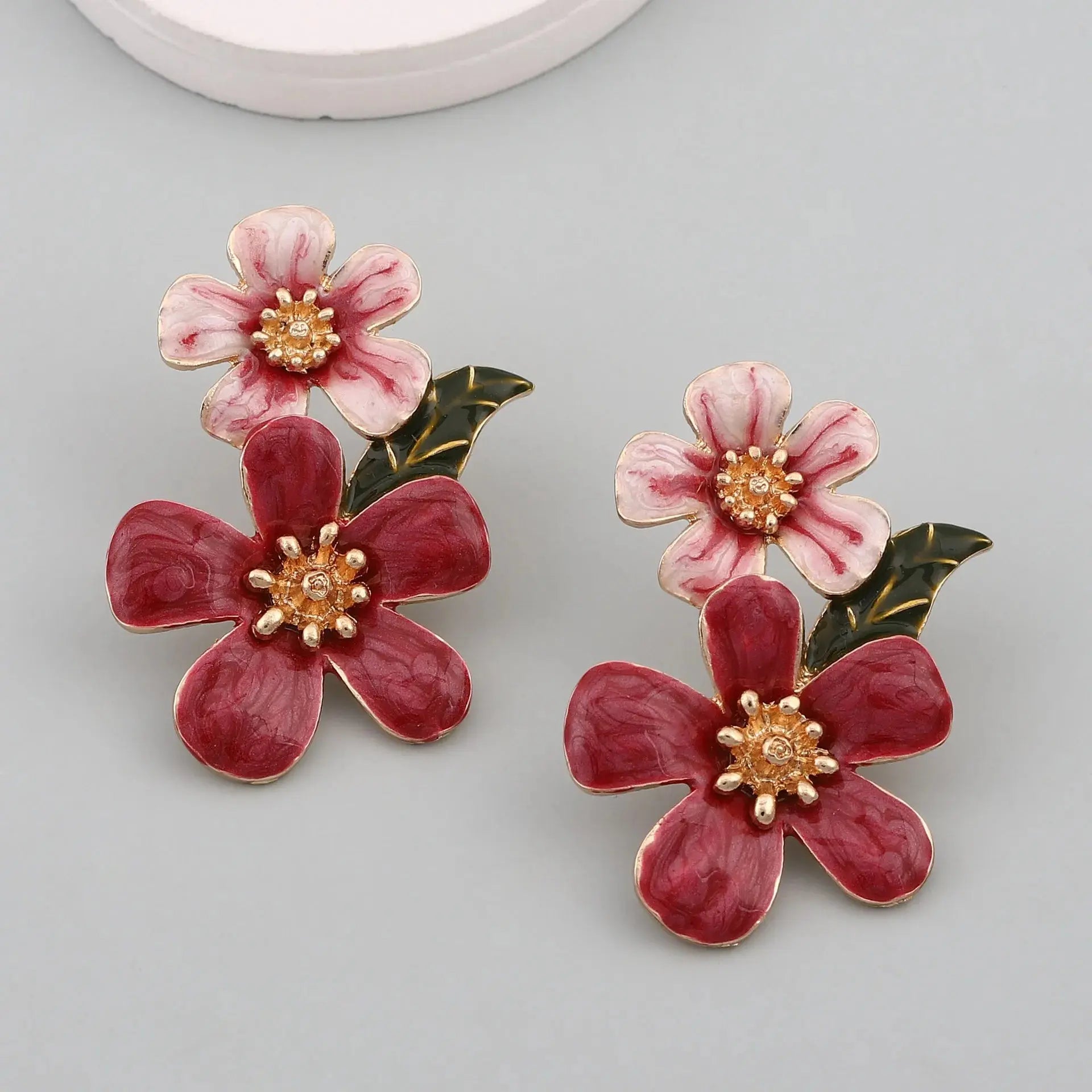 Unique Big Flower Stud Earrings Exaggerate Red Flowers Earrings Korean Style Exquisite White Camellia Earring Statement Jewelry - Yinkus Jewellery